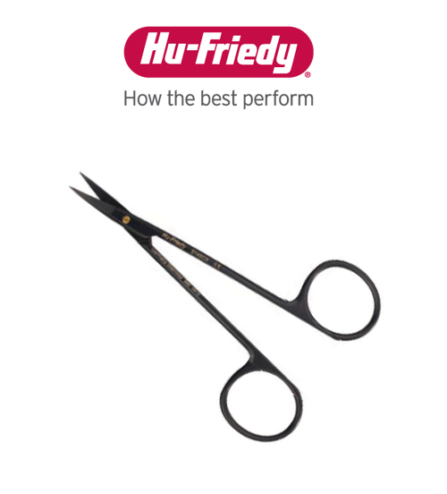 Hu-Friedy Eğri La Grange Makas 11,5 cm Black Line, tek tarafı dişli bıçak